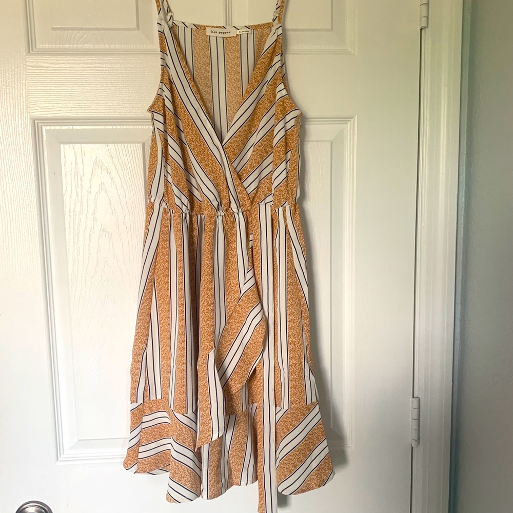 Striped wrap dress - SMALL